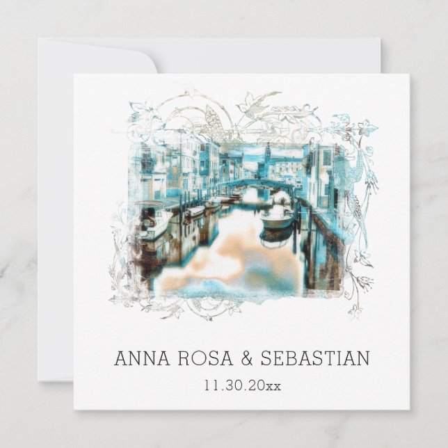 *~* QR POSITANO Italien Rulla AR20 OSA Bröllop Inbjudningar (Framsida)