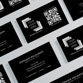 QR Professionell Anpassningsbar Logotyp Black Mode Visitkort