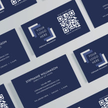 QR Professionell Anpassningsbar Logotyp Navy Moder