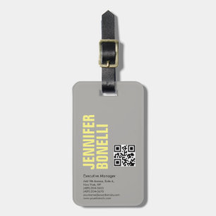 QR professionell minimalistisk fet grått-gult Bagagebricka