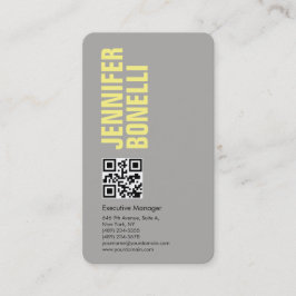 QR professionell minimalistisk fet grått-gult Visitkort
