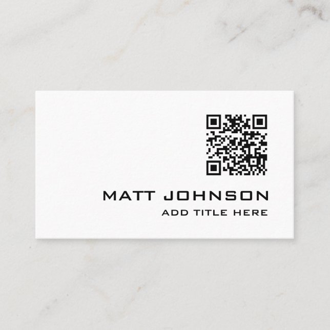 QR Professionell Modern White-Affärskort Visitkort (Framsida)