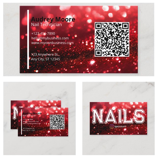 QR-Professionell Nail-tekniker Visitkort (QR Code Professional Nail Technician Business Card
)