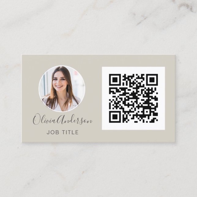 QR-Professionellen Photo Terracotta Natural Buss Visitkort (Framsida)