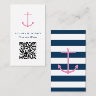 QR Rosa Navy Nautical Möhippa Registry Tilläggskort