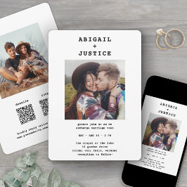 QR RSVP Allt-i-ett Chic skrivmaskin 2 Foto Bröllop Inbjudningar