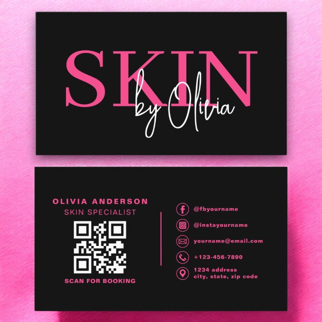 QR-Shock rosa Skin Care Specialist Visitkort (Skapare uppladdad)