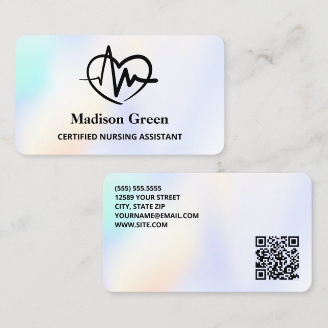 QR Sjuksköterskeassistent CNA Visitkort (Fram/baksida)