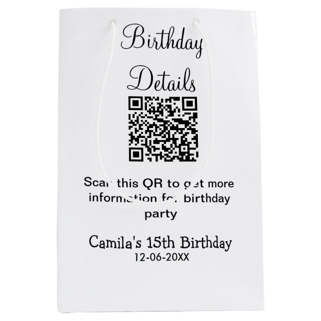 QR-skanning födelsedagsfest detaljer modern 15 föd (Framsidan)