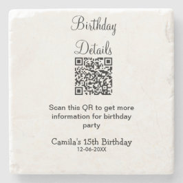 QR-skanning födelsedagsfest detaljer modern 15 föd Stenunderlägg