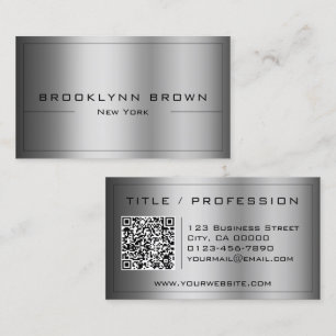 QR Snyggt Mörk Silver Färg Gradient Classy Visitkort