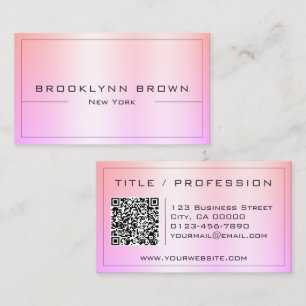 QR-Snyggt Regnbåge Rosa Färg Gradient Classy Visitkort