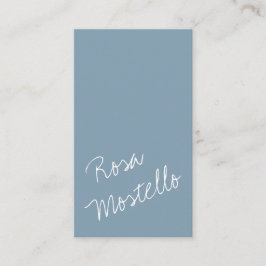 QR Söt Script Artisan Blek Blue Lodrät Visitkort