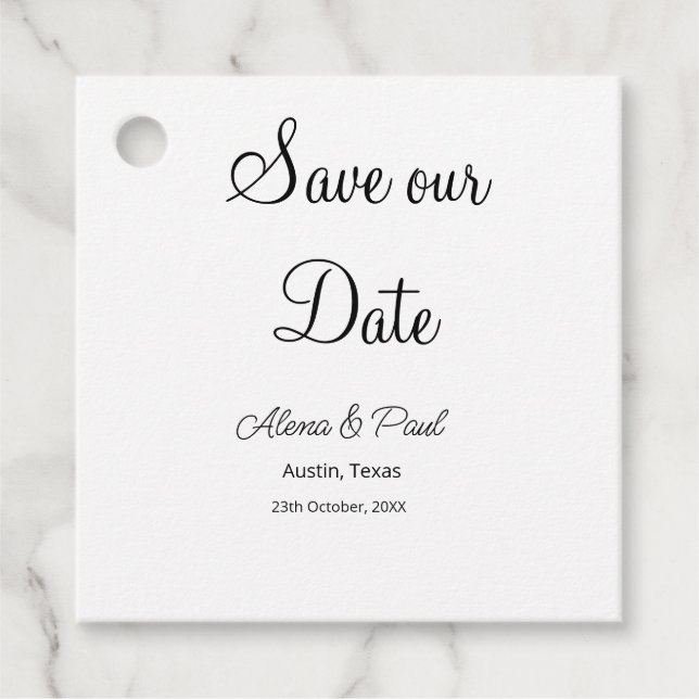 QR Spara vår datum Lägg till fotonamn datum svart  Gåvor Etiketter (Framsida)