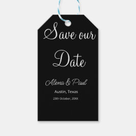 QR Spara vår dejt lägg till fotonamn datum svart v Presentetikett