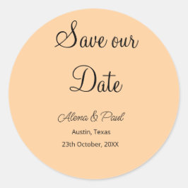 QR Spara vår dejt lägg till fotonamn datum svart v Runt Klistermärke