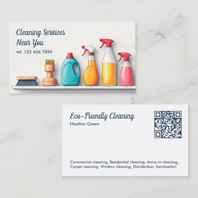 QR Städning Janitorial Services Visitkort (Fram/baksida)