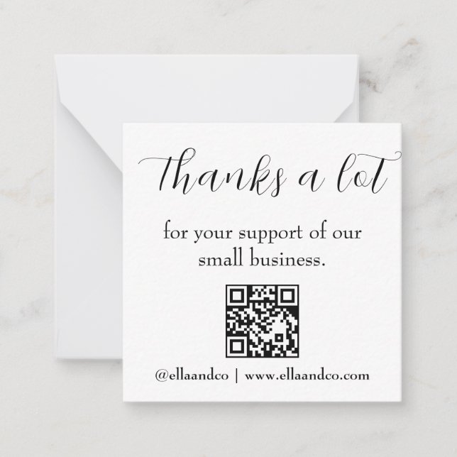 QR Thank You Modern Business Note Card Anteckningskort (Framsida)