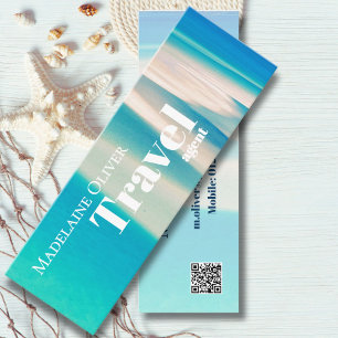 QR Travel Business Ocean Beach Modern Blue Mini Visitkort