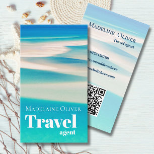 QR Travel Business Ocean Beach Modern Blue Visitkort