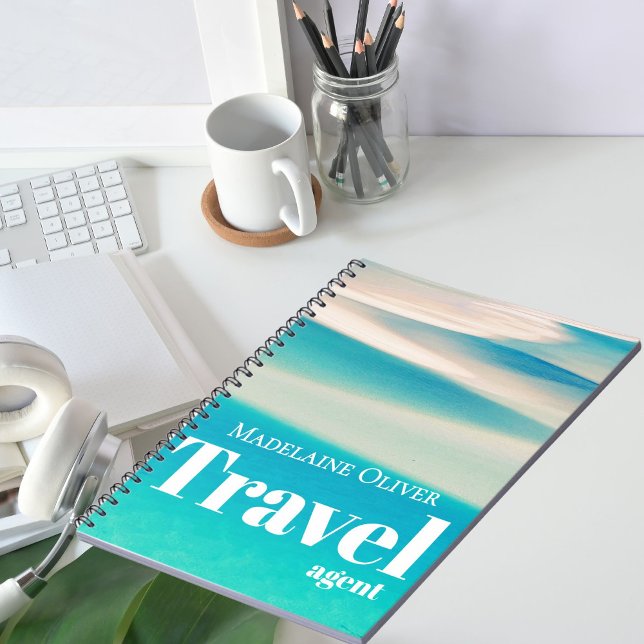 QR Travel Ocean Beach Modern Blue Anteckningsbok (Skapare uppladdad)