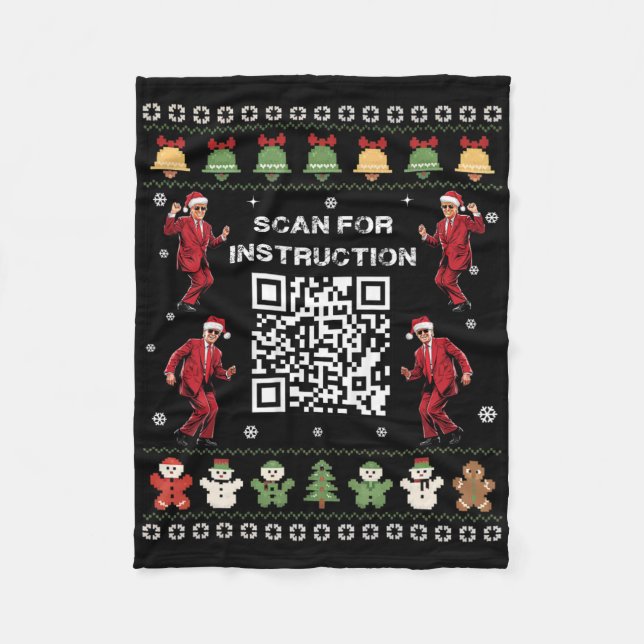 Qr Trump Dans Kod President Scan För Instruktion Fleecefilt (Framsidan)