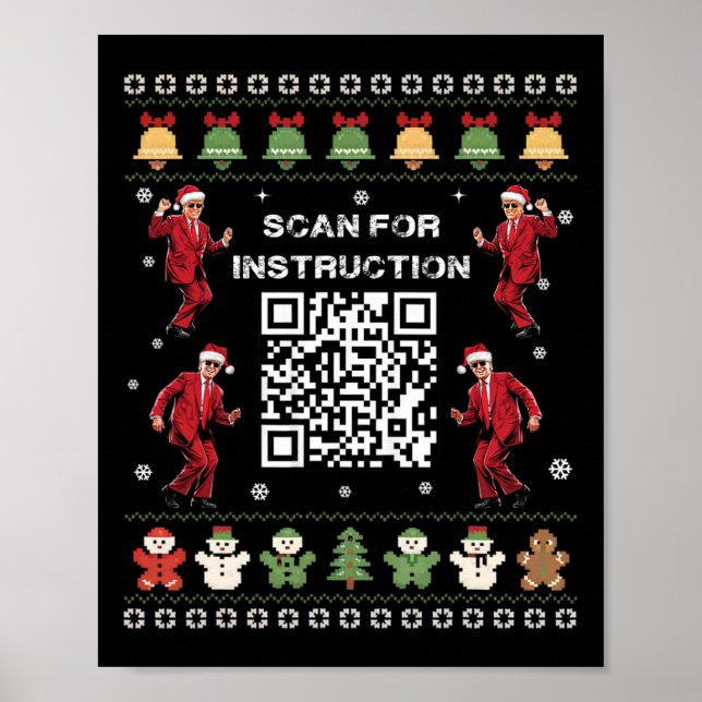 Qr Trump Dans Kod President Scan För Instruktion Poster (Framsidan)