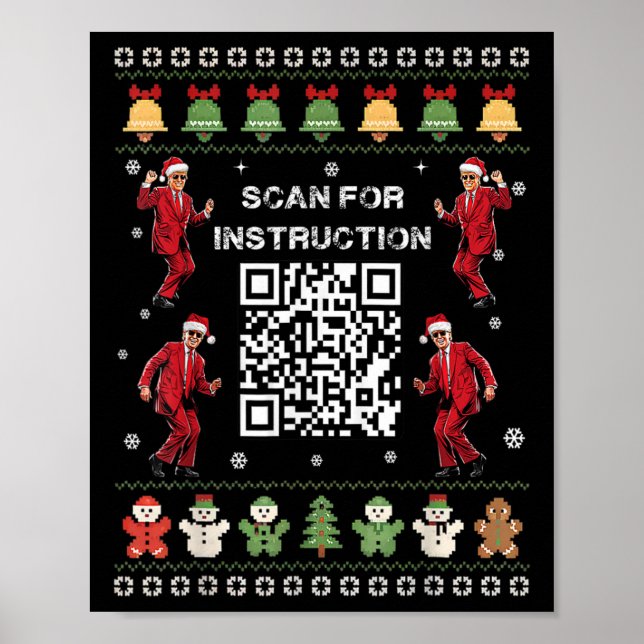 Qr Trump Dans Kod President Scan För Instruktion Poster (Framsidan)