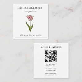 QR-Vintage, Flower Square, Affärskort Fyrkantigt Visitkort