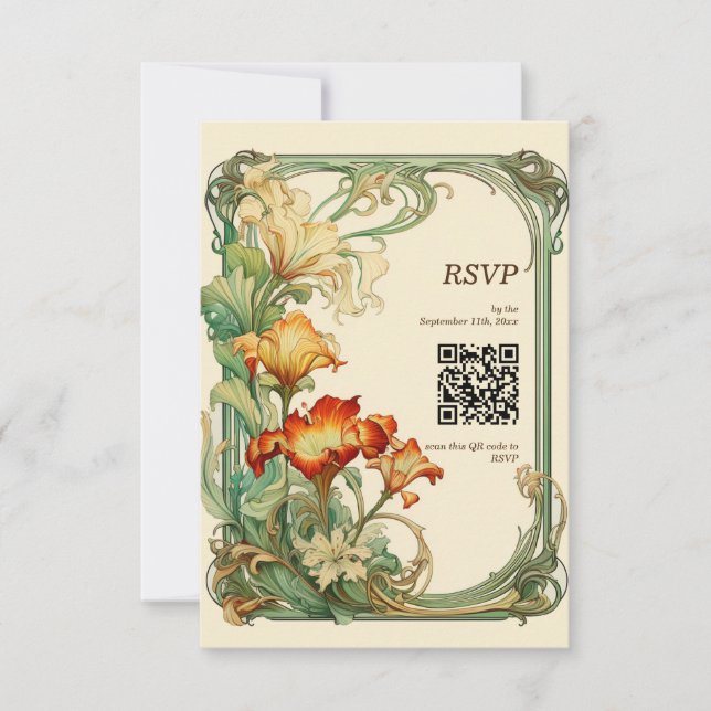 QR-Vintage Retro Art nouveau Botanisk OSA (Framsida)