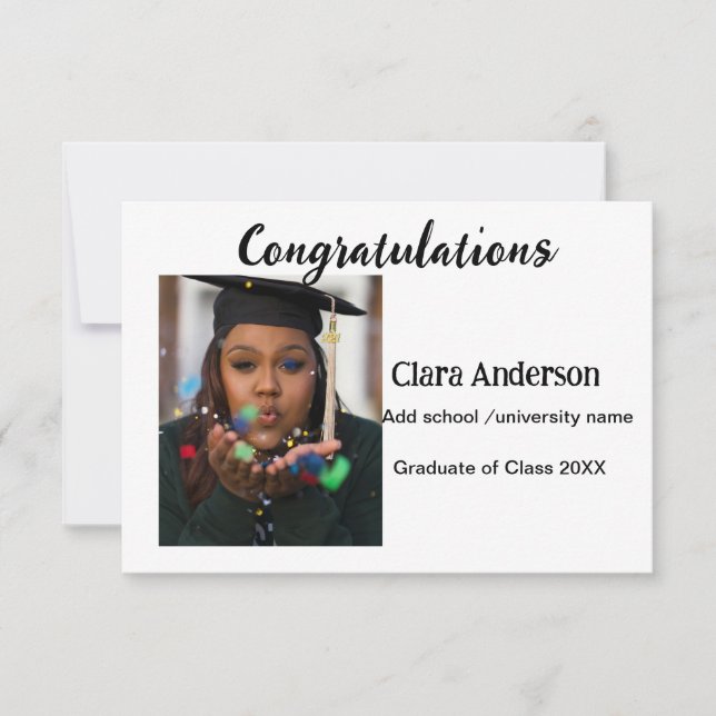 QR vit svart foto klassisk eleg studenten Kort (Framsida)