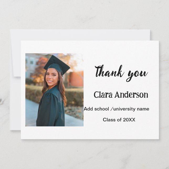 QR vit svart fotoklassisk studentfest Tack Kort (Framsida)