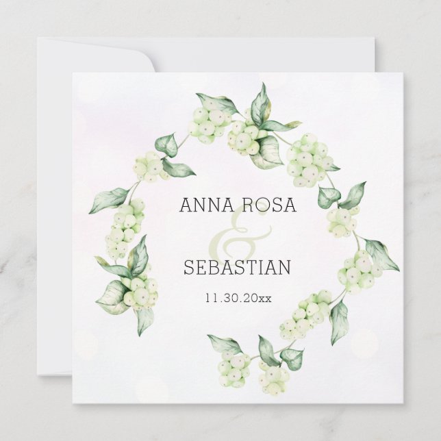 *~* QR Winter Snö Berry AR12 Boho OSA Bröllop Inbjudningar (Framsida)