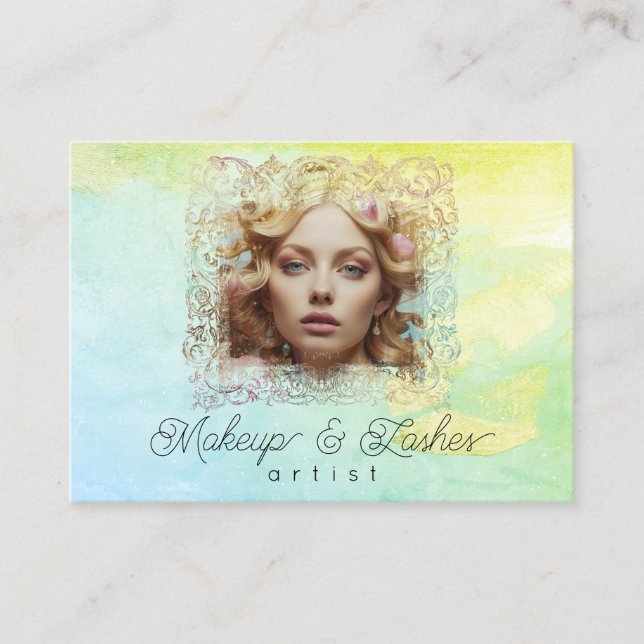 *~* QR Women Girly Mint Gult Pastel Visitkort (Framsida)