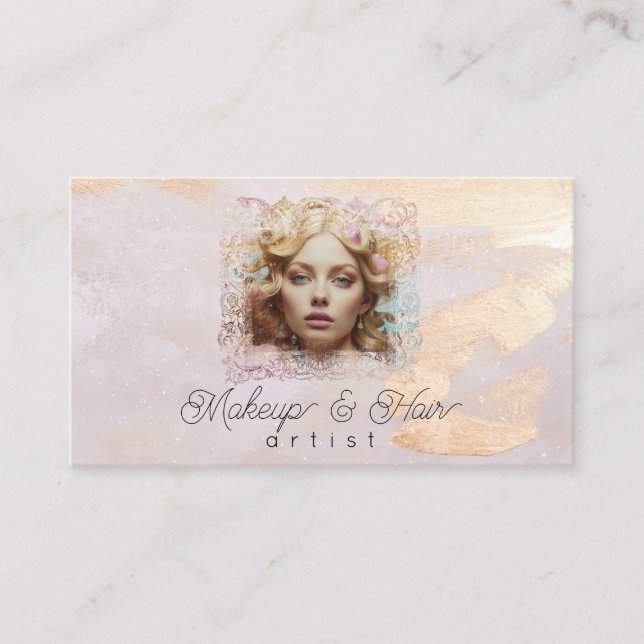 *~* QR Women Girly Peach Beige Pastel Visitkort (Framsida)