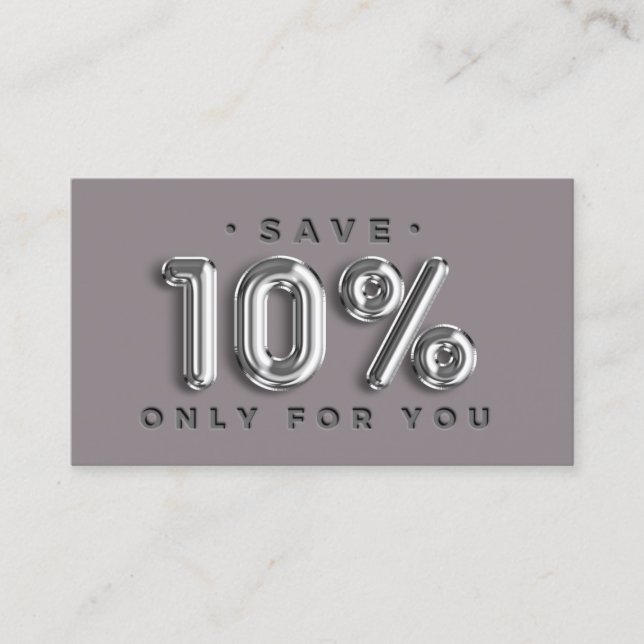 QRCODE 10%OFF Rabatt Online Shop Silver Grått Visitkort (Framsida)
