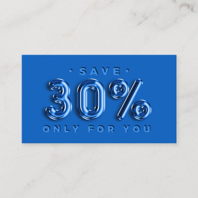QRCODE 30%OFF Rabatt Blått Ro-infoga VIP Visitkort (Framsida)