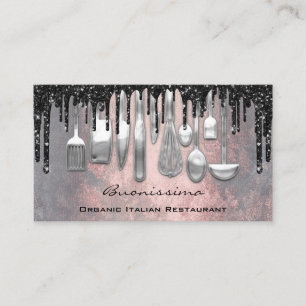 QRCode Chef Kitchen Drips Logotyp Knivar Silver Gr Visitkort