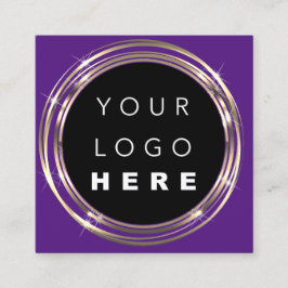 QRCode Logotyp Online Shop Ram Guld Lila Shop Fyrkantigt Visitkort
