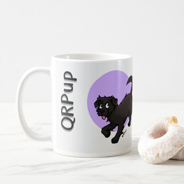 QRPup Cup - Svart Terrier Kaffemugg (Med munk)