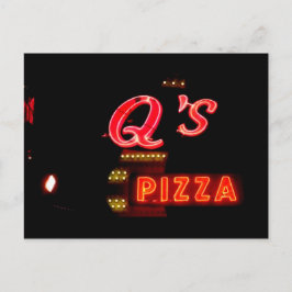 Q's Pizzeria Vintage Neon Sign, Hillside Il. Vykort