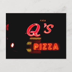 Q's Pizzeria Vintage Neon Sign, Hillside Il. Vykort