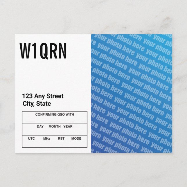 QSL Card Add Your Own Photo Vykort (Framsida)