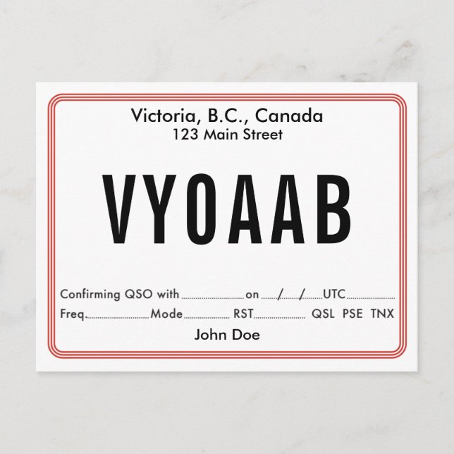 QSL-kort, återcirkulerad Gräns Vykort (Framsida)