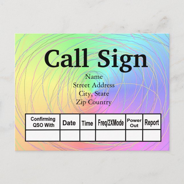 QSL-kort för regnbåge och tråd Vykort (Framsida)