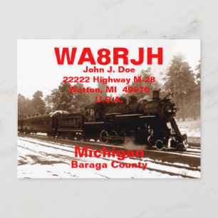 QSL-kort HAM Radio amatörer RR Snö Tågrälsar Vykort