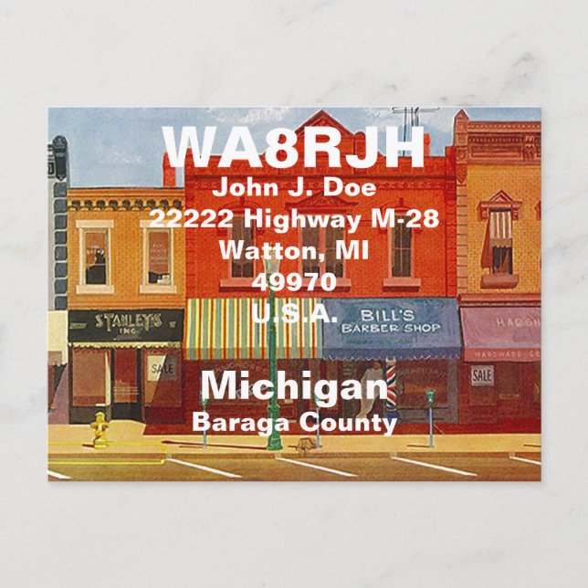 QSL-kort HAM Radio Operatörer Pittoreska Småstadsb Vykort (Framsida)