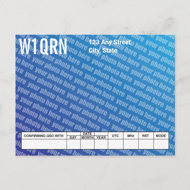 QSL-kort - lägg till ditt eget foto Vykort (Framsida)