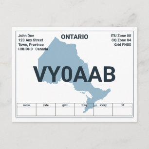 QSL-kort Ontario-karta Vykort