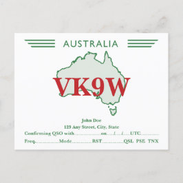 QSL-kort Retro Australia Karta Grönt Vykort